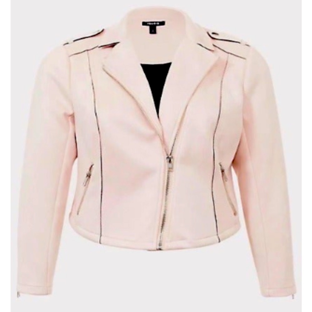 Torrid Pink Faux Suede Moto Jacket 4x